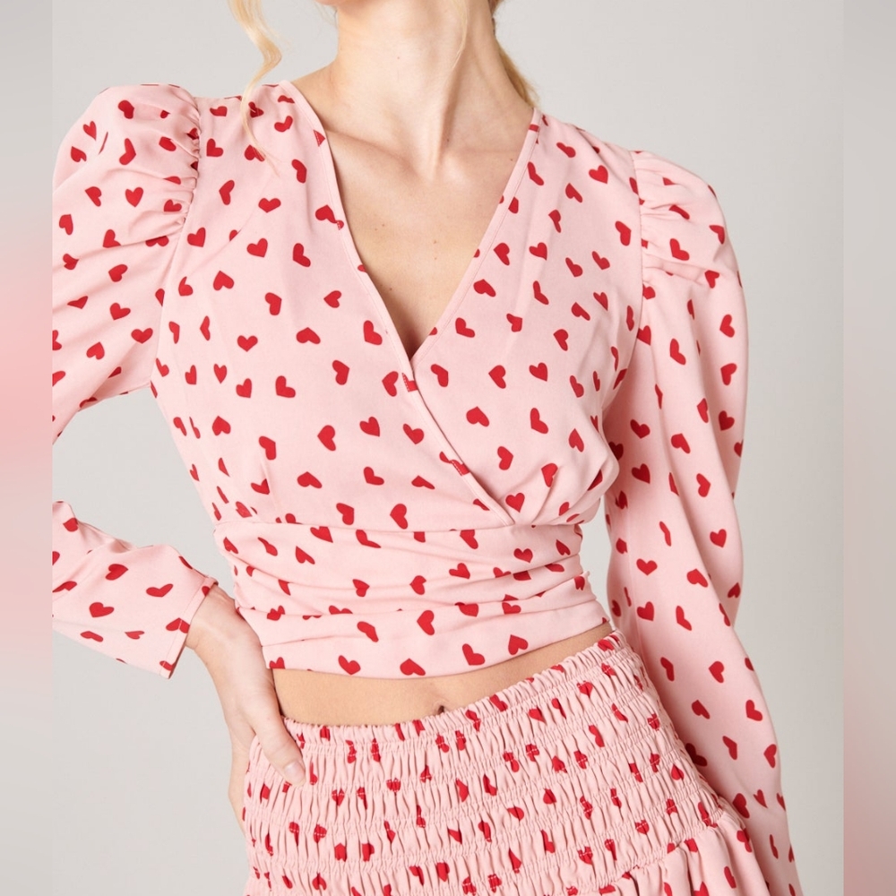 Sugarlips heart pattern pink crop top